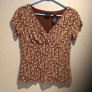 axcess (a Liz Claiborne Company) Multi-Browns Short Sleeve Pull Over Top Medium